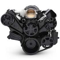 LS Chevy S-Drive 8-Rib Serp Kit w/Billet PS Res - Black Anod