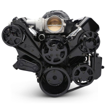 LS Chevy S-Drive 8-Rib Serp Kit w/Billet PS Res - Gloss Blk
