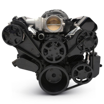 LS Chevy S-Drive 8-Rib Serp Kit w/Billet P/S Res - Matte Blk