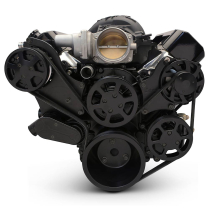 LS Chevy S-Drive Serp Kit w/Remote P/S Res - Matte Black