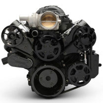 LS Chevy S-Drive 8-Rib Serp Kit wo AC w/Billet Res Blk Anod
