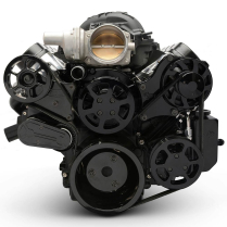 LS Chevy S-Drive 8-Rib Serp Kit wo AC w/Billet Res Gloss Blk