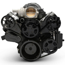 LS Chevy S-Drive 8-Rib Serp Kit wo AC w/Billet Res Matte Blk