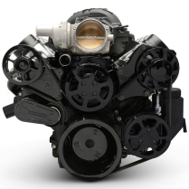 LS Chevy S-Drive 8-Rib Serp Kit wo AC w/Plast Res Matte Blk