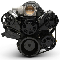 LS Chevy S-Drive Serp Kit w/Remote Res P/S - Black Anod
