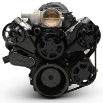 LS Chevy S-Drive Serp Kit w/Remote Res P/S -Matte Black