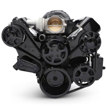 LS Chevy S-Drive Serp Kit w/Billet P/S Res - Gloss Black