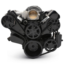 LS Chevy S-Drive Serp Kit w/Billet P/S Res - Matte Black