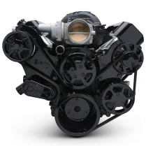 LS Chevy S-Drive Serp Kit w/Remote P/S Res - Black Anod