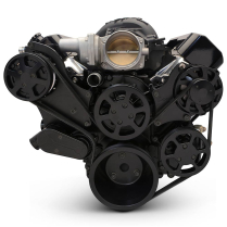 LS Chevy S-Drive Serp Kit w/Remote P/S Res - Matte Black