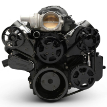 LS Chevy S-Drive Serp Kit wo AC w/Billet P/S Res- Black Anod