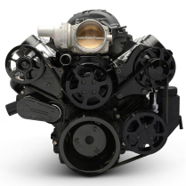 LS Chevy S-Drive Serp Kit w/o A/C w/Plast P/S Res Matte Blk