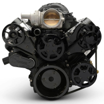 LS Chevy S-Drive Serp Kit w/Remote P/S Res - Black Anod