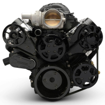 LS Chevy S-Drive Serp Kit w/Remote P/S Res - Matte Black