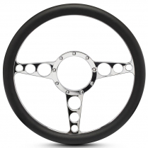 1/2 Wrap Racer 13.5" Steering Wheel - Polished Black Grip