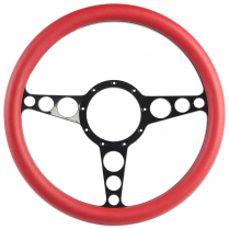 1/2 Wrap Racer 13.5" Steering Wheel - Gloss Black Red Grip