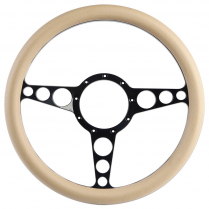 1/2 Wrap Racer 13.5" Steering Wheel - Gloss Black Tan Grip