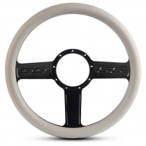 1/2 Wrap SS Logo 13.5" Steering Wheel- Gray Grip Gloss Black
