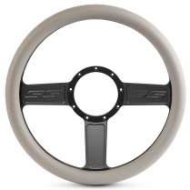 1/2 Wrap SS Logo 13.5" Steering Wheel- Gray Grip Matte Black