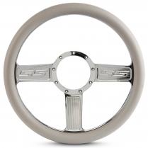 1/2 Wrap SS Logo 13.5" Steering Wheel - Gray Grip Polished