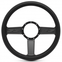 1/2 Wrap SS Logo 13.5" Steering Wheel - Black Grip Matte Blk