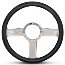 1/2 Wrap SS Logo 13.5" Steering Wheel - Black Grip Polished