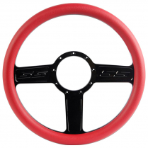 1/2 Wrap SS Logo 13.5" Steering Wheel - Red Grip Gloss Black