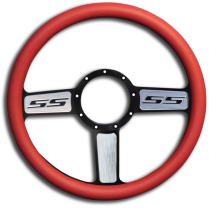1/2 Wrap SS Logo 13.5" Steering Wheel - Red Grip Black/Mach