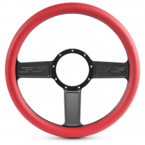 1/2 Wrap SS Logo 13.5" Steering Wheel - Red Grip Matte Black