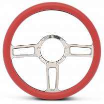 1/2 Wrap Launch 13.5" Steering Wheel - Red Grip Polished