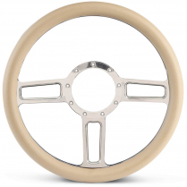 1/2 Wrap Launch 13.5" Steering Wheel - Tan Grip Polished