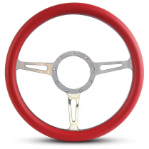 1/2 Wrap Classic 13.5" Steering Wheel - Red Grip Polished