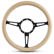 1/2 Wrap Classic 13.5" Steering Wheel - Tan Grip Gloss Black