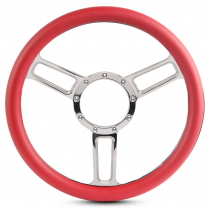 1/2 Wrap Launch Sym 13.5" Steering Wheel - Red Grip Polished