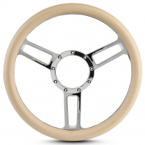 1/2 Wrap Launch Sym 13.5" Steering Wheel - Tan Grip Polished