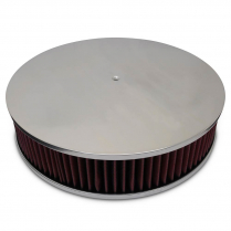 Round Smooth Top 14" Air Cleaner - Clear Anodized