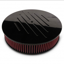 Round Ball Milled Top 14" Air Cleaner - Black Anodized