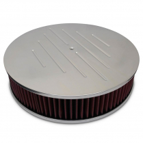 Round Ball Milled Top 14" Air Cleaner - Clear Anodized
