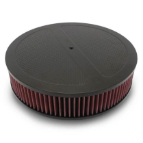 Round Diamond Pattern Top 15" Air Cleaner - Black Anodized