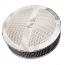 Round Diamond Pattern Top 15" Air Cleaner - Clear Anodized