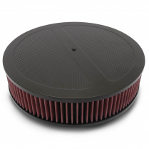Round Diamond Pattern Top 15" Air Cleaner - Matte Black