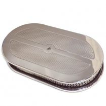 Oval Diamond Pattern Top 15" Air Cleaner - Clear Anodized