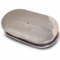 Oval Diamond Pattern Top 15" Air Cleaner - Polished