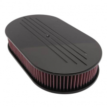 Oval Ball Milled Top 17" Air Cleaner - Matte Black
