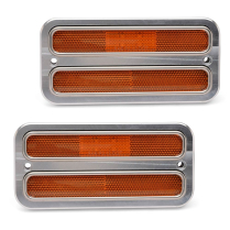 1967-72 Chevy C-10 PU Amber Marker Light Bezel Kit - Machine