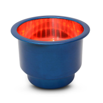 Stainless Steel Cup Holder with Red LED - Gloss Blue