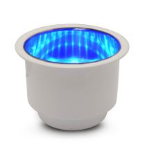 Stainless Steel Cup Holder with - Gloss Blue LED Gloss White