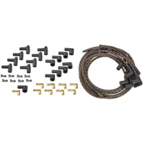 Plug Wires 90 Deg Cut To Fit - Black with Orange Tracers