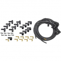 Plug Wires 90 Deg Cut To Fit - Black with White Tracers