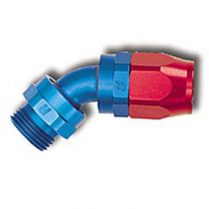 -10 AN Female 45 Degree Full Flow Swivel Fitting - Blue/Red